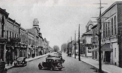 model A in front of town road